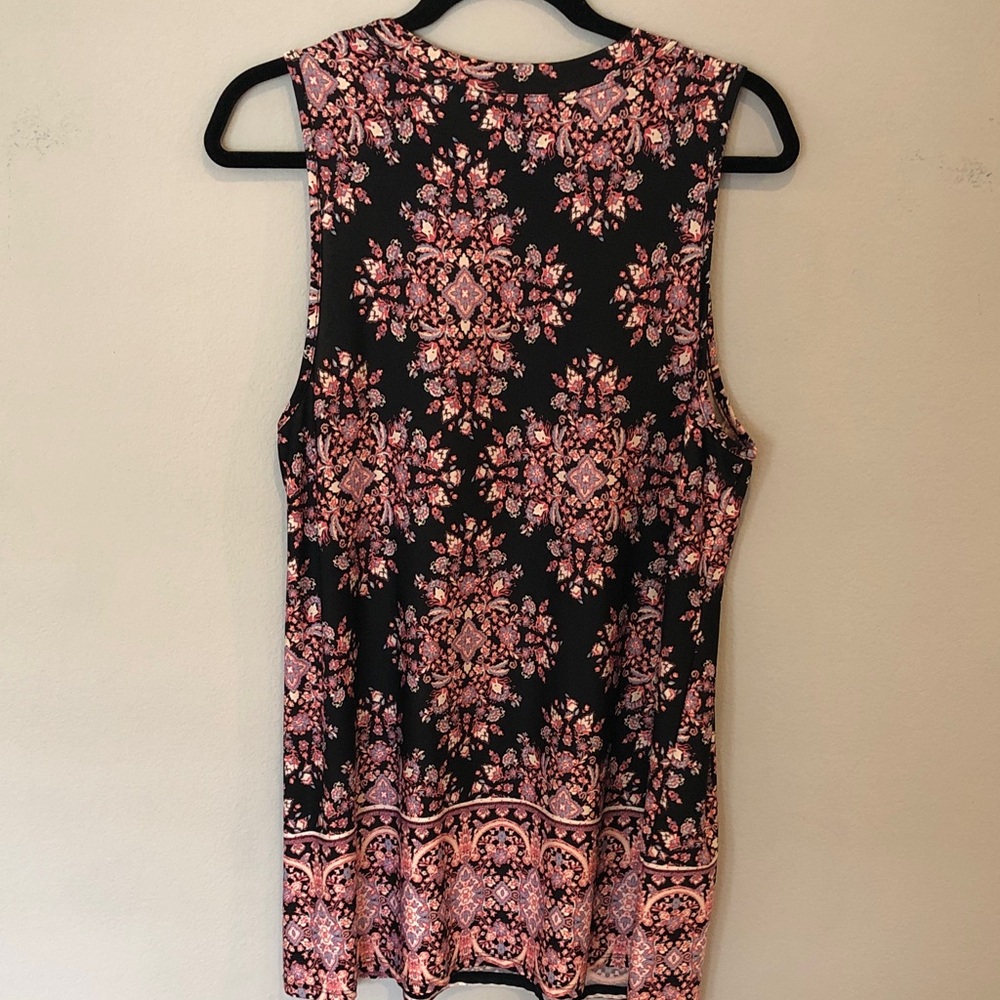 AB Studio Black Tank with Pink Medallion Floral Print - Picture 3 of 8